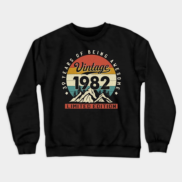 39 Years Old Vintage Made In 1982 39th Birthday Limited Edition Crewneck Sweatshirt by MartaHoward